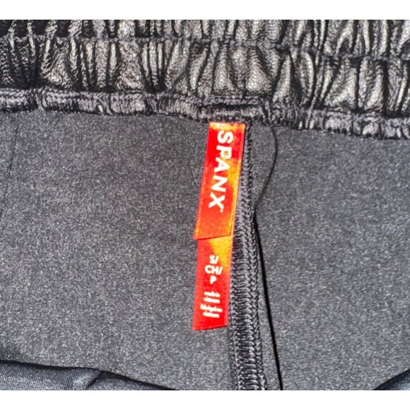 Spanx Faux Leather Joggers S Black Elastic Waist Stretch Pockets Pants - Picture 4 of 10